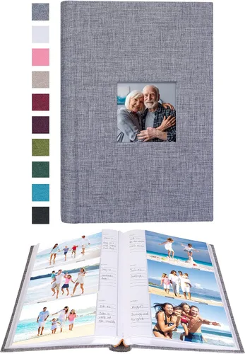 Miniatura 11 de Mublalbum Álbum de fotos de 4 x 6 pulgadas, 300 fotos, cubierta de lino con áreas de notas, libro de fotos para boda, familia, bebé y vacaciones