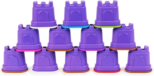 Kinetic Sand, Paquete de 12 contenedores de castillo (exclusivo de Amazon), arena de juego multicolor para recuerdos de fiesta, bolsas de regalos,