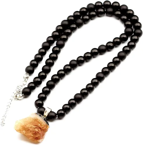 Miniatura 47 de Colgante de turmalina cruda natural, Collar de cuentas de ónix negro genuino, Collar de piedra negra, Collar de piedras preciosas, Cuentas de 0.315