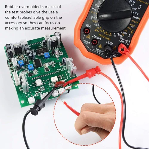Miniatura 5 de HANDSKIT Kit de cables de prueba de multímetro, juego de cables de prueba con pinzas de cocodrilo, sonda de mini ganchos de prueba y sondas