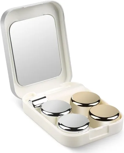 Estuche para lentes de contacto, lentes de contacto de viaje duro, contenedor de caja de almacenamiento de remojo lindo con espejo, pinzas, barra de