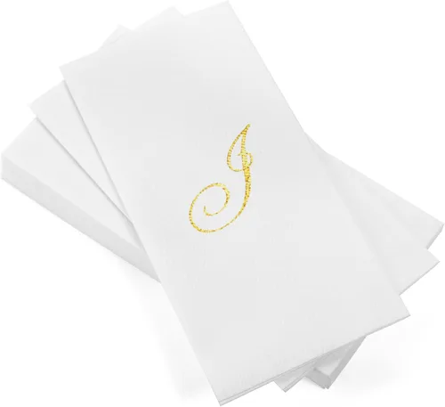 Miniatura 11 de AH AMERICAN HOMESTEAD Servilletas desechables – Servilletas doradas con monograma para invitados, servilletas acolchadas como tela para baño