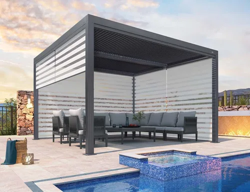 Miniatura 38 de PURPLE LEAF 94AS - Pérgola pequeña de aluminio compacto de 10 x 12 pies con techo rígido con listones ajustables para patio, cubierta de terraza