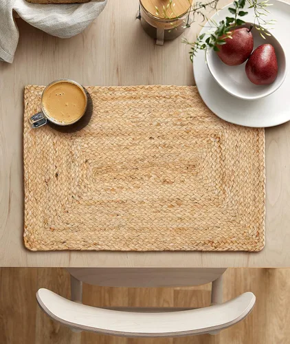 Miniatura 4 de Ramanta Home Juego de 4 manteles individuales trenzados de yute de 13 x 19 pulgadas, naturales, reversibles, para decoración de mesa de comedor