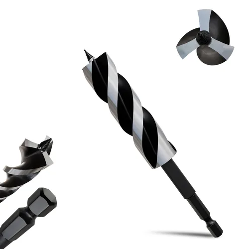 Miniatura 27 de 8 brocas profesionales de 12 pulgadas de largo para madera con vástago hexagonal de cambio rápido de 1/4 pulgadas (1/4-7/8 pulgadas), diseño de 3