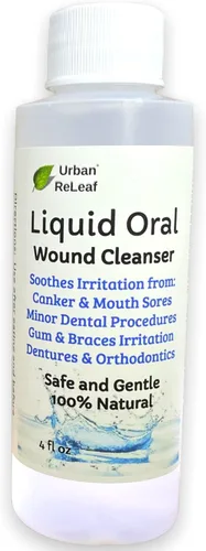 Urban ReLeaf Limpiador líquido oral para heridas. Alivia la irritación. Velocidad de curación. Remojo de sal marina 100% natural. 4 onzas, listo