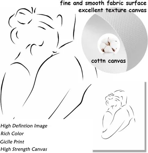 Miniatura 7 de PUYIQARE Dibujo de línea pareja abrazo a mano lienzo arte de pared, impresión minimalista de lienzo de dibujo de líneas, arte de pareja en blanco