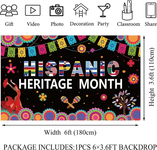 Miniatura 2 de Decoraciones del mes de la herencia hispana, pancarta latinoamericana, decoraciones para el aula española, decoraciones del mes nacional