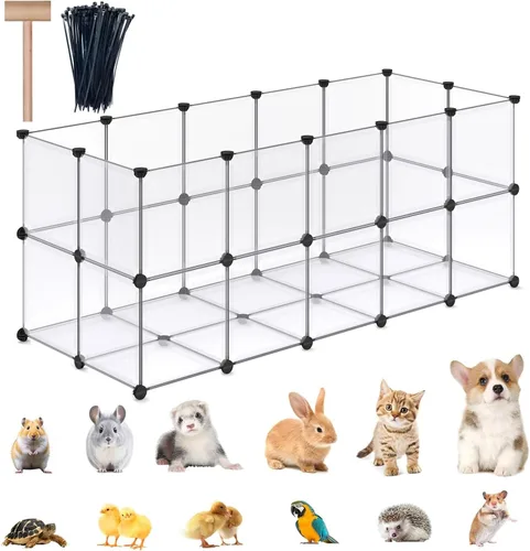 Miniatura 13 de DINMO Corralito para conejos, jaulas de conejillo de indias, jaulas para hámster, interesante diseño de agujeros de juego para animales pequeños