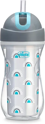 Miniatura 16 de Chicco Taza con tapa abatible y popote de 9oz Taza para niños pequeños con aislamiento y popote de silicona suave Válvula sin derrames Fácil