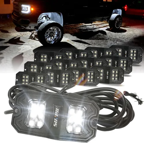 Miniatura 10 de SUNPIE 8 cápsulas de luz LED de roca ámbar de conexión rápida, 18 chips de ángulo amplio, cables de extensión de 4M para cada luz, almohadillas