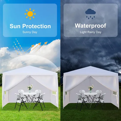 Miniatura 5 de Outvita Gazebo para exteriores, toldo blanco con paredes laterales, tienda de campaña para fiesta de boda con bloqueo UV para fiestas, refugio