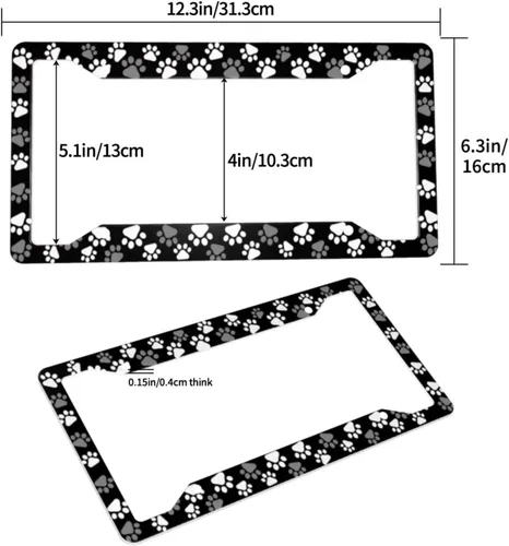 Miniatura 3 de Marco de matrícula de pata de perro, 2 piezas de cubierta de placa de matrícula de metal de aluminio para mascotas, perros, gatos, accesorios