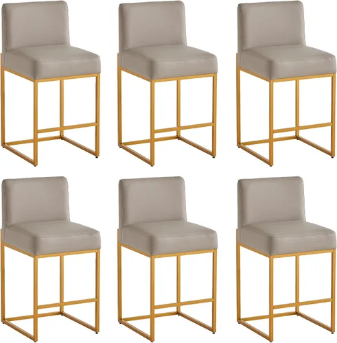 Miniatura 30 de Taburetes de bar de altura de mostrador, taburetes de bar de 26 pulgadas, 1 juego, taburetes de cocina modernos de cuero sintético con respaldos