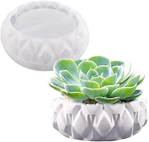 Miniatura 9 de Molde de florero de silicona para resina epoxi, hormigón, arcilla, suculenta, plantador, tazón, vela, jabón, fundición Valla