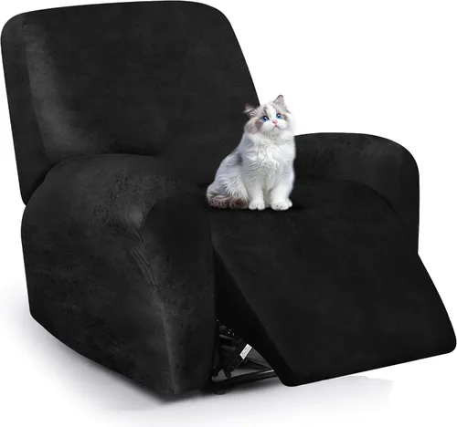 Miniatura 13 de ANARACHON Fundas para sillas reclinables con aspecto de cuero, funda elástica de 4 piezas, funda suave para silla reclinable, protector de muebles