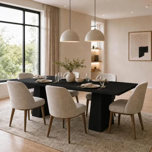 Miniatura 5 de 71 Inch Rectangular Dining Table, Wooden Kitchen Table with Sturdy Heavy Duty Legs, Modern Dining Room Furniture for 6-8 People Family Use