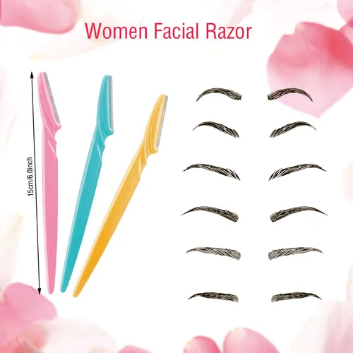 Miniatura 2 de Boao 96 piezas de maquinilla de afeitar de cejas, afeitadoras de cejas Dermaplaning herramienta para mujeres con cubierta de precisión