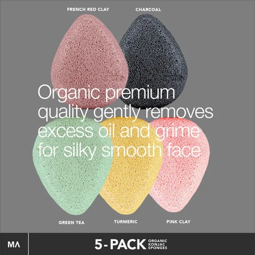 Miniatura 3 de Minamul Konjac - Juego de esponjas faciales orgánicas exfoliantes, exfoliantes faciales suaves diarios, cuidado de la piel, seguro para pieles