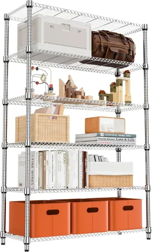 Miniatura 41 de M MZG Estante de alambre de acero resistente ajustable de 1000 libras, con 4 estantes, unidad de almacenamiento ajustable con rueda para cocina