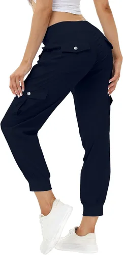 MoFiz - Pantalones cargo, ligeros de senderismo para mujer, de secado rápido, informales, pantalones deportivos para viaje, con cintura elástica y