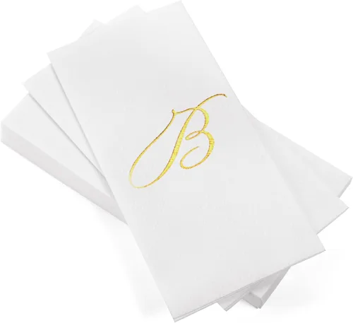 Miniatura 50 de AH AMERICAN HOMESTEAD Servilletas desechables – Servilletas doradas con monograma para invitados, servilletas acolchadas como tela para baño