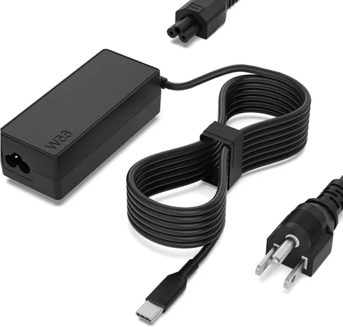 Miniatura 8 de Cargador USB C para laptop Lenovo ThinkPad Yoga ThinkBook Chromebook, adaptador de CA tipo C de 65 W/45 W con cable de alimentación para viajes