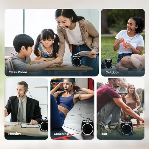 Miniatura 5 de WinBridge WB001 Amplificador de voz portátil con micrófono con auriculares, altavoz personal con micrófono de cabeza, megáfono para profesores