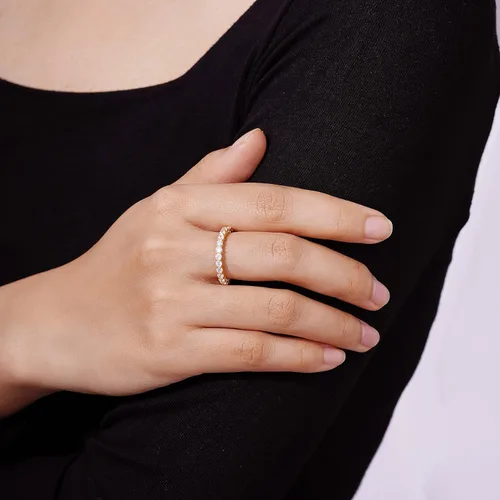 Miniatura 5 de Tienda Collection Platinum or Gold Plated Sterling Silver All-Around Band Ring set with Round Infinite Elements Cubic Zirconia