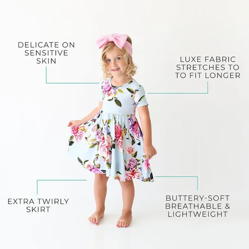 Miniatura 57 de Posh Peanut - Vestidos para niñas – Vestido suave para niña hecho con viscosa de bambú – Vestidos de otoño, primavera y verano para niñas