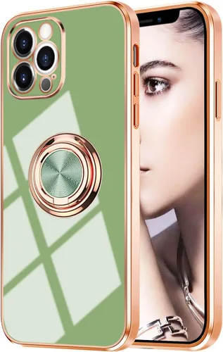 Miniatura 81 de Compatible con iPhone 11 Kickstand, anillo de rotación de 360 grados integrado con borde de oro rosa brillante que funciona con soporte magnético