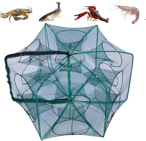 La trampa de pesca plegable mágica, kit de pesca fortalecida autoplegable, trampa de cebo de pesca, red de pesca portátil para cangrejo, cangrejos
