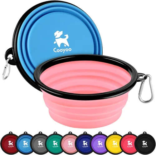 Miniatura 14 de COOYOO Cuenco plegable para perros, paquete de 2 cuencos plegables para agua para perros y gatos, plato portátil para alimentación de mascotas
