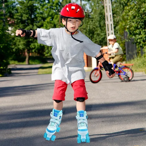 Miniatura 7 de Patines de ruedas para niñas, niños y niños, 4 tamaños ajustables, para interiores y exteriores, con ruedas iluminadas para principiantes de 3 a 12