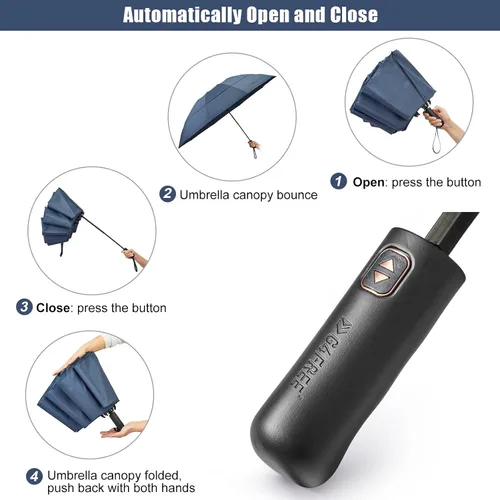 Miniatura 3 de G4Free Paraguas de golf grande de 42/46/54/62 pulgadas, paraguas compacto de viaje inverso, 10 varillas, resistente al viento para lluvia, doble