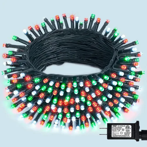Miniatura 22 de JMEXSUSS Guirnalda de luces de Navidad de 200 LED azules y blancas, 66 pies, de exterior, expansible, para árbol, fiesta o decoración de hogar