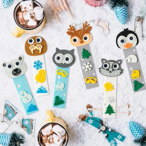 Miniatura 6 de HubirdSall Paquete de 24 marcapáginas de fieltro de animales polares, kit de manualidades reutilizables, haz tu propio marcador de animales árticos