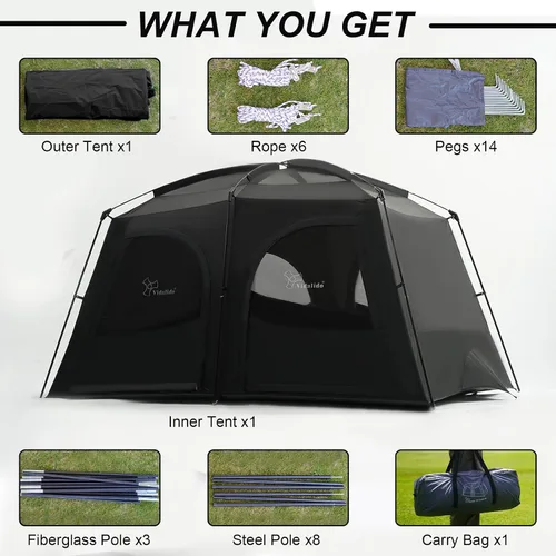Miniatura 7 de Vidalido Tiendas de campaña, tienda de 6-8 personas para acampar con vestíbulo extendido, tiendas familiares de 2 habitaciones resistentes al clima