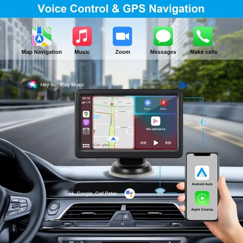 Miniatura 3 de Pantalla Carplay inalámbrica para coche, pantalla táctil HD de 7 pulgadas, estéreo portátil para Carplay y Android Auto, pantalla para Carros
