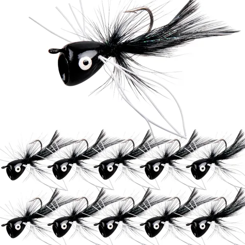 Miniatura 9 de Kit de señuelos para pesca con mosca, moscas para pesca con mosca seca, moscas de pesca con mosca superior, panfish Bluegill Popper Bait Bug