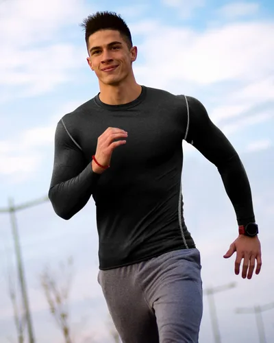 Miniatura 4 de Hicarer Paquete de 6 camisas de compresión atléticas para hombre, camisetas de manga larga para correr, para entrenamiento deportivo