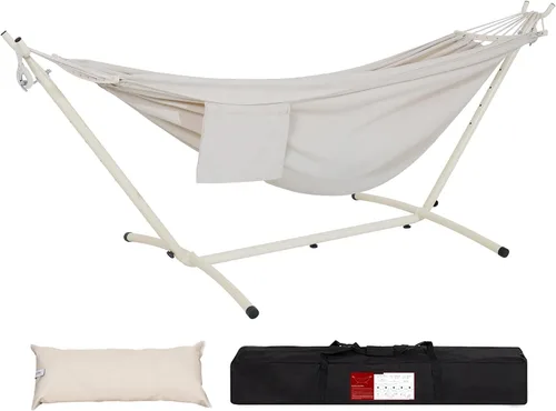 Miniatura 11 de Lazy Daze Hammocks Hamaca doble con soporte de acero de 9 pies que ahorra espacio, incluye funda de transporte portátil, capacidad de 450 libras