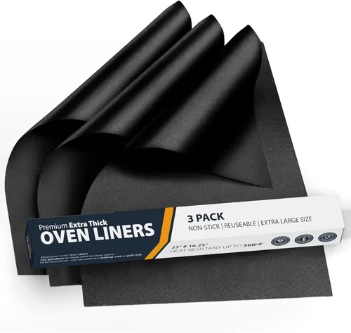 Miniatura 12 de Revestimientos de horno para la parte inferior del horno - Paquete de 2 alfombrillas grandes de servicio pesado, 17"x25" antiadherentes Cobre
