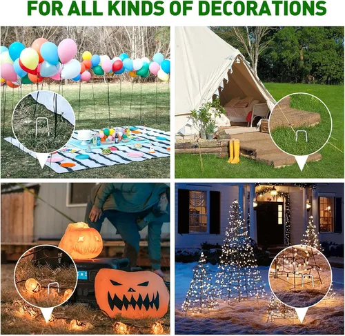 Miniatura 8 de HOOPLE Grapas de Paisaje de 15 cm Calibre 11 Galvanizadas, Estacas para Decoraciones al Aire Libre, Grapas Antióxido para Tela de Barrera de Malas