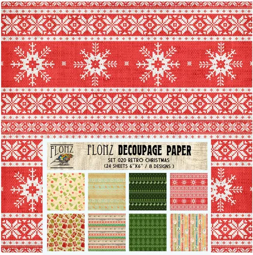 Miniatura 13 de Paquete de papel para decoupage (24 hojas 15x15 cm) # Papel con patrón estilo vintage Mystical Blizzard para decoupage, manualidades y álbumes de 34