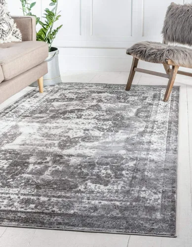 Unique Loom Sofia Collection - Alfombra vintage tradicional, decoración del hogar de inspiración francesa (7 pies x 10 pies, rectangular, gris/gris