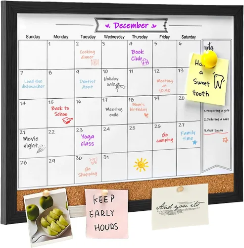 Calendario de borrado en seco para pared, pizarra magnética de borrado en seco de 13 x 17 pulgadas, pizarra de borrado en seco y tablero de Blanco
