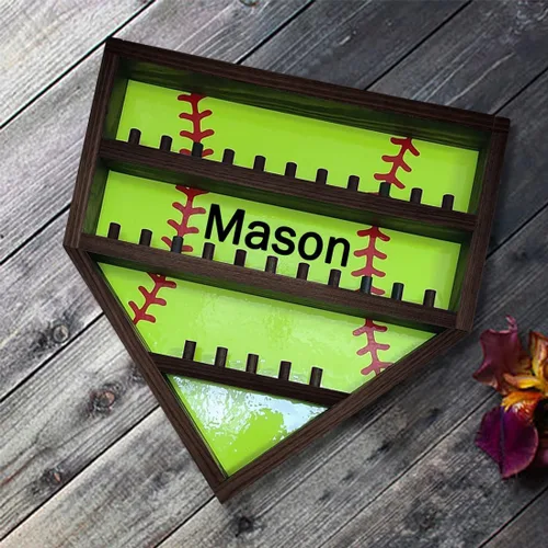 Miniatura 4 de Vitrina de béisbol personalizada con soporte de madera para pelotas de béisbol con nombre personalizado, vitrina de montaje en pared, vitrina