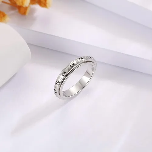 Miniatura 25 de 925 Sterling Silver Spinner Fidget Ring for Women: Musical Note Viking Rune Heartbeat Anxiety Stress Relieving Rotatable Ring Faith Hope Love