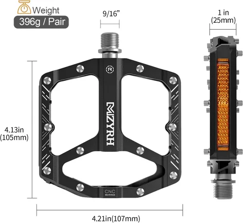 Miniatura 2 de MZYRH Pedales de bicicleta de montaña, pedales MTB, 9/16 pulgadas, antideslizantes, ligeros, de aleación de aluminio, pedales de bicicleta